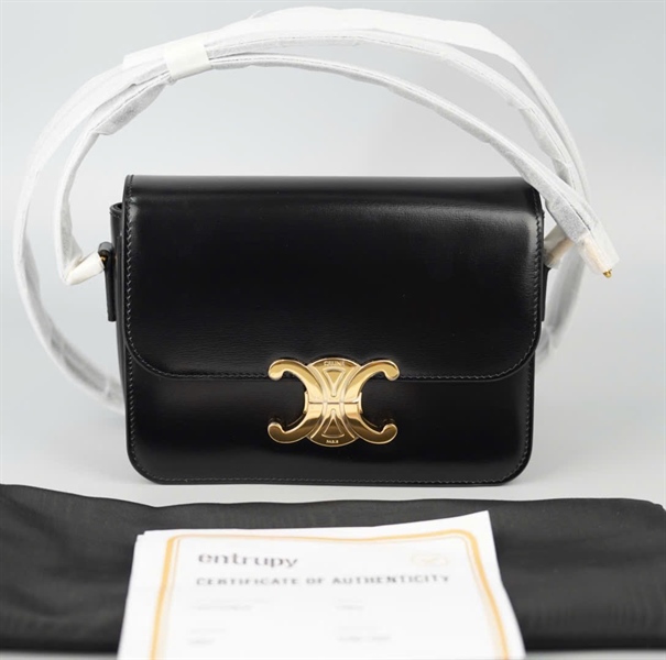 Túi Celine Triomphe đen bóng (U-RG-1204) sz18 (A-T) KG+