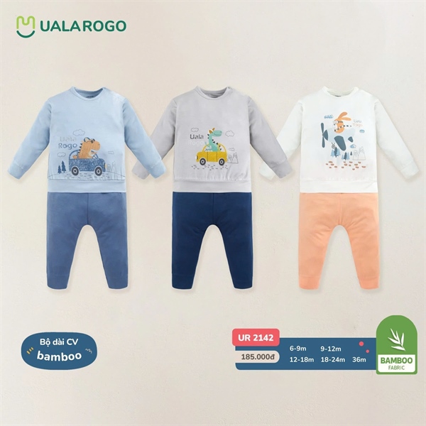 Uala Bộ Dài CV Bamboo U2142 - Trắng Cam