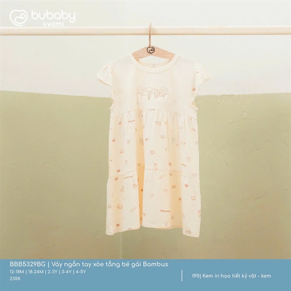 BB5329 - 18M/5Y Váy ngắn tay xòe tầng bé gái Bambus