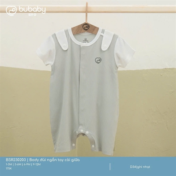 SR2302 - 3M/9M Body đùi ngắn tay cài giữa Bubaby