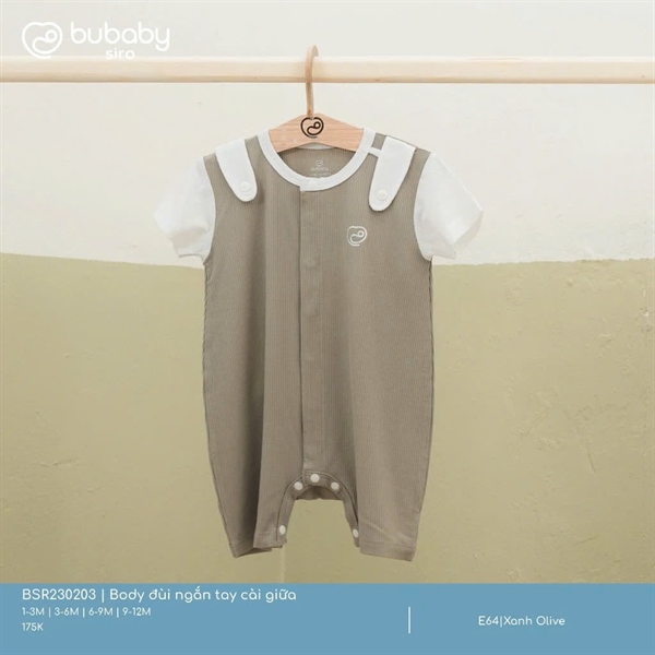 SR2302 - 3M/9M Body đùi ngắn tay cài giữa Bubaby