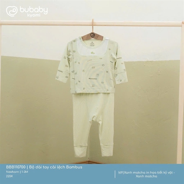 BB1107 - NB/3M Bộ dài tay cài lệch Bambus