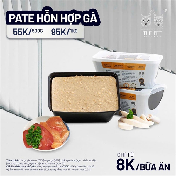 Pate Tươi The Pet 1kg Hỗn Hợp Gà