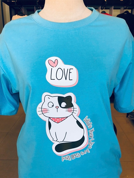 Áo thun Cat Love | OverSize Unisex Nam Nữ | Màu Be