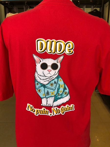 Áo thun Dude Cat | OverSize Unisex Nam Nữ | Màu Đỏ Tươi