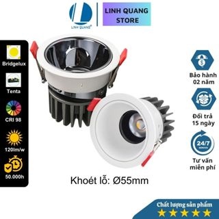 Đèn Led âm trần Spotlight SM2, lỗ khoét 55mm, vỏ trắng chóa đen