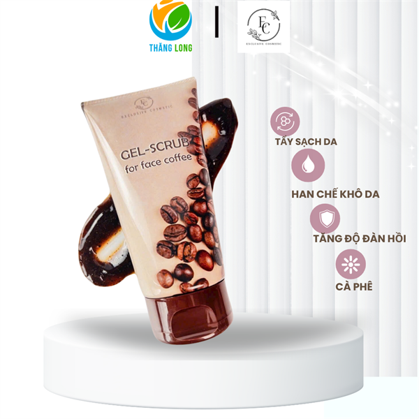 Sản phẩm giúp làm sạch tế bào chết có trên da mặt GEL SCRUB FOR FACE COFFEE. Nhãn hiêu: EXCLUSIVE COSMETIC. 150g/1 lọ