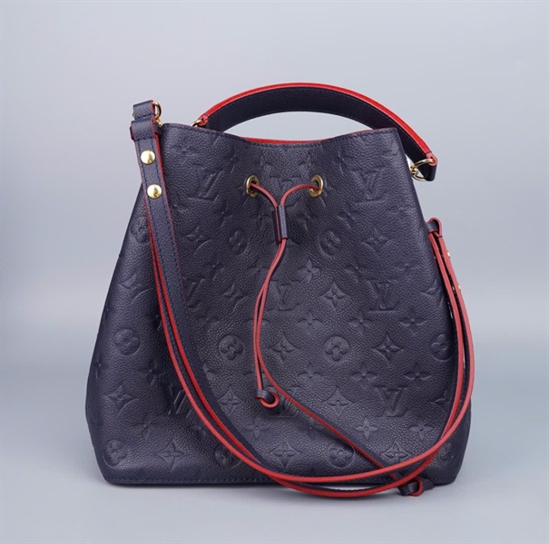 Túi LV nóe hoa xanh đen lòng đỏ viền 2 strap sz25 KG+