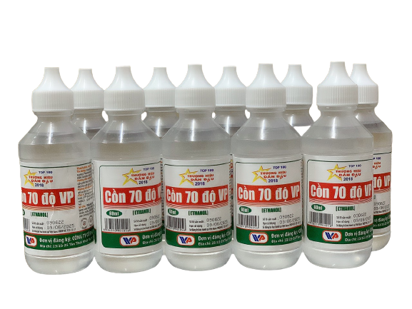 Cồn 70 độ trắng vĩnh phúc (lốc/10c/60ml)