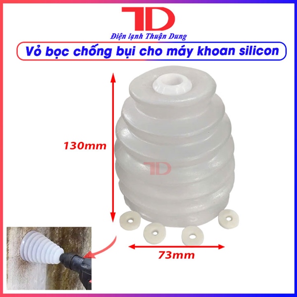 Vỏ bọc chống bụi cho máy khoan silicon, 13 cm - Màu trắng, hứng bụi khoan