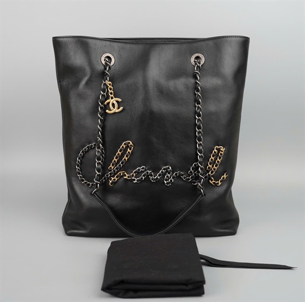 Túi Chanel tote đen có chữ kèm lót form (29891490) sz30 KG+
