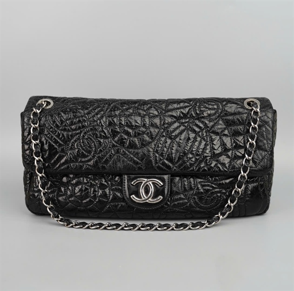 Túi Chanel Classic đen bóng vân hoa có lót form (11773211) sz37 KG+