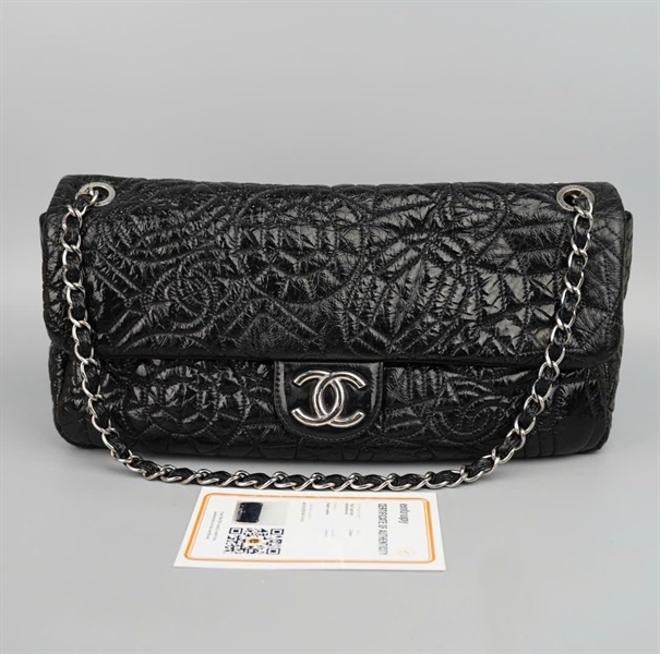 Túi Chanel Classic đen bóng vân hoa có lót form (11773211) sz37 KG+
