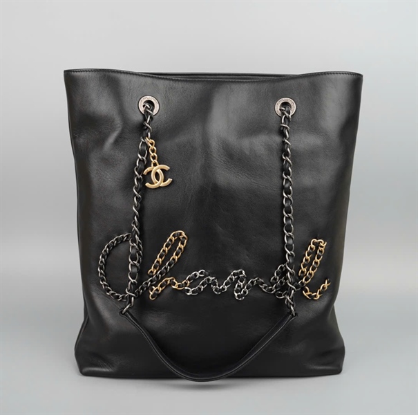 Túi Chanel tote đen có chữ kèm lót form (29891490) sz30 KG+