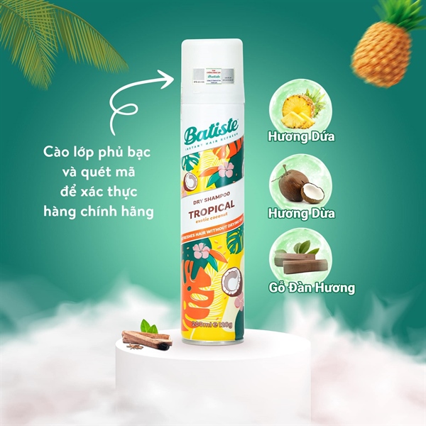 Gội khô Batiste tropical hương dừa nhiệt đới