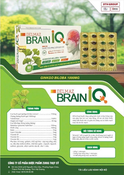 Viên uống bổ não Delmaz Brain IQ (Hộp 9 vỉ x 10 viên) - Denmark/Zurig