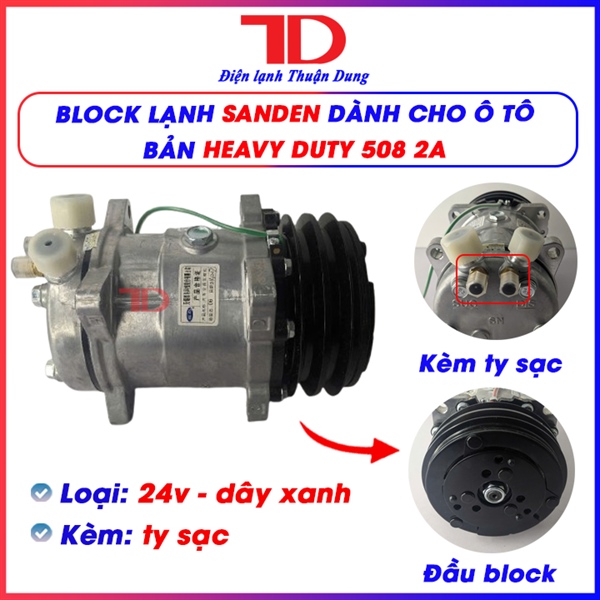 Máy nén dùng cho xe ô tô SANDEN bản HEAVY DUTY 508 loại 2A 24V