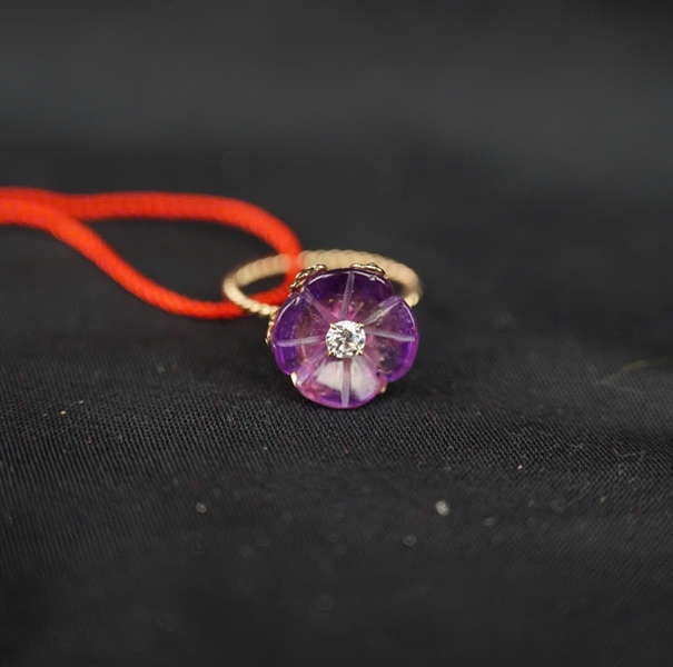 Nhẫn Tara vàng 14K - Hoa amethys time nhụy kim cương KG+