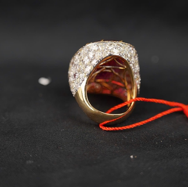 Nhẫn Tara Tourmaline hồng + full kim cương KG+