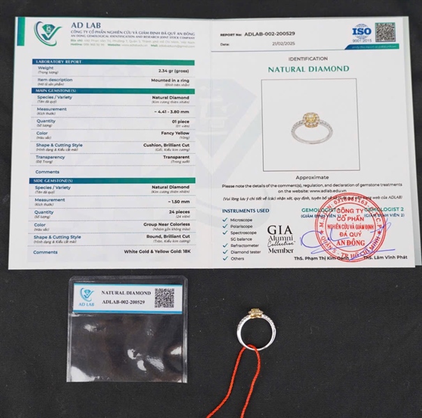 Nhẫn Tara vuông kim cương vàng (ADLAB-002-200529) KG+