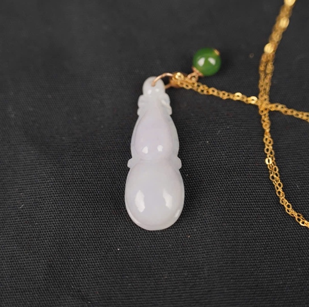 Dây chuyền Tara vàng 18K, cẩm thạch tím la lan + lục ngọc hàng A