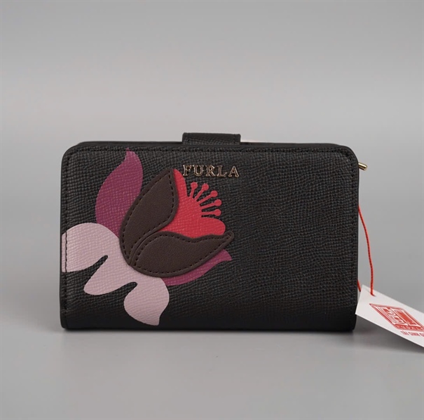 Ví Furla đen in hoa KG+