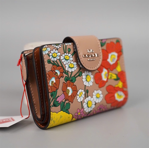 Ví Coach nâu in hoa +