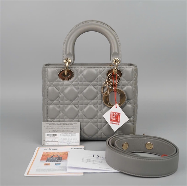 Túi Dior Lady màu xám (18-MA-0137) sz S KG+