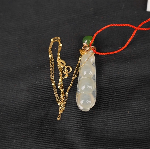 Dây chuyền Tara vàng 18K, đậu bạch ngọc + lục ngọc xanh hàng A KG+