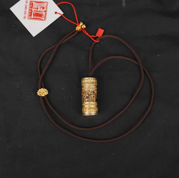 Dây chuyền Tara vàng 14K Ống Phật ngồi KG+