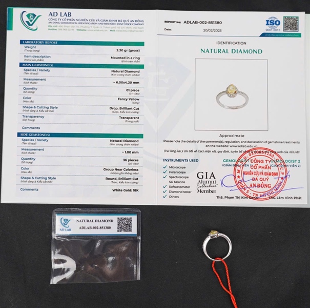 Nhẫn Tara kim cương giọt nước (ADLAB-002-851380) KG+