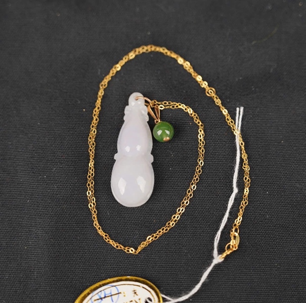 Dây chuyền Tara vàng 18K, cẩm thạch tím la lan + lục ngọc hàng A