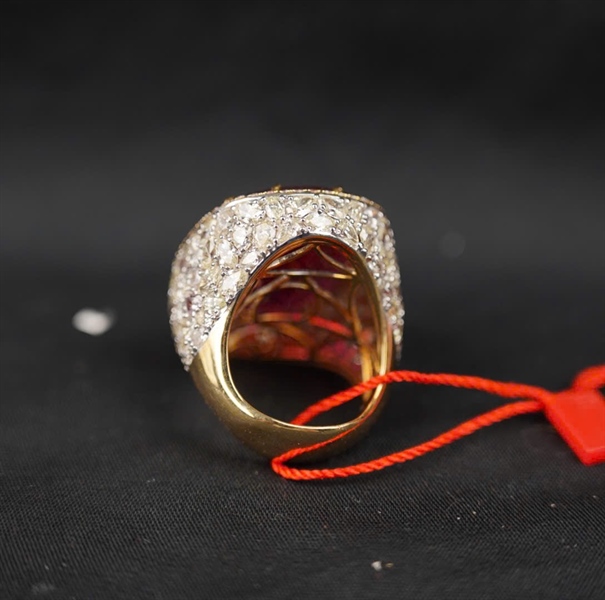 Nhẫn Tara Tourmaline hồng + full kim cương KG+