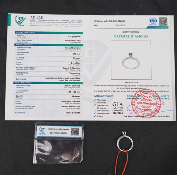 Nhẫn Tara kim cương xanh (ADLAB-002-614694) KG+