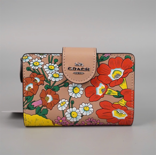 Ví Coach nâu in hoa +