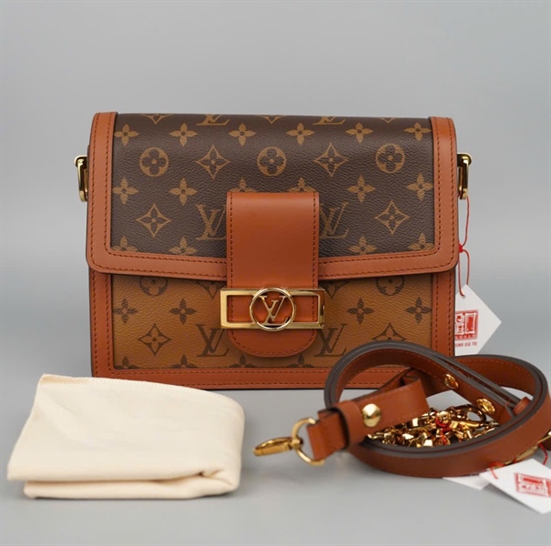 Túi LV Dauphine hoa nâu 2 strap sz24 (BMC)+
