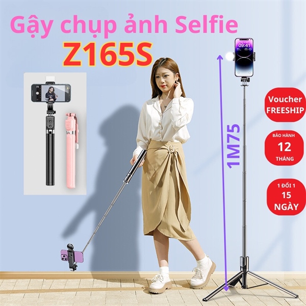 Gậy Chụp Ảnh Z165S - 175cm - 1 Đèn - Màu Đen