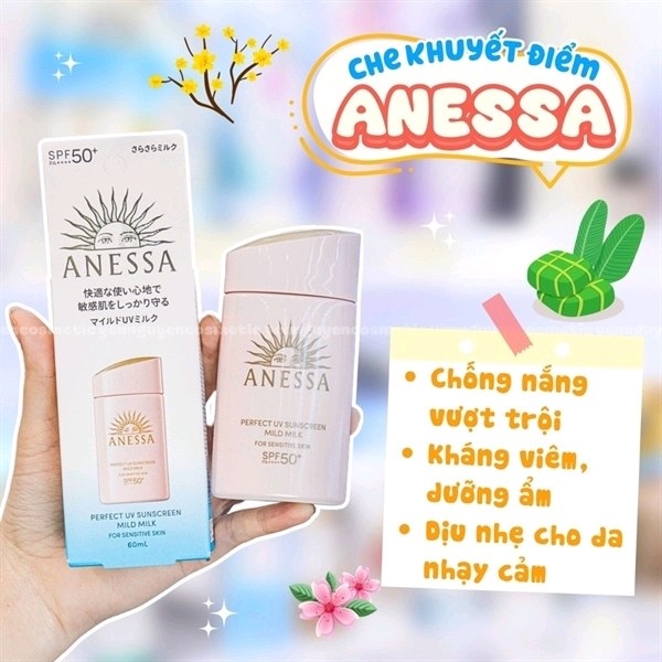 Sữa chống nắng Anessa mild milk 60ml dành cho da nhạy cảm và trẻ em