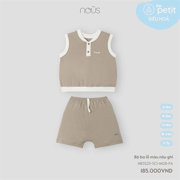 Nous Bộ ba lỗ màu nâu ghi