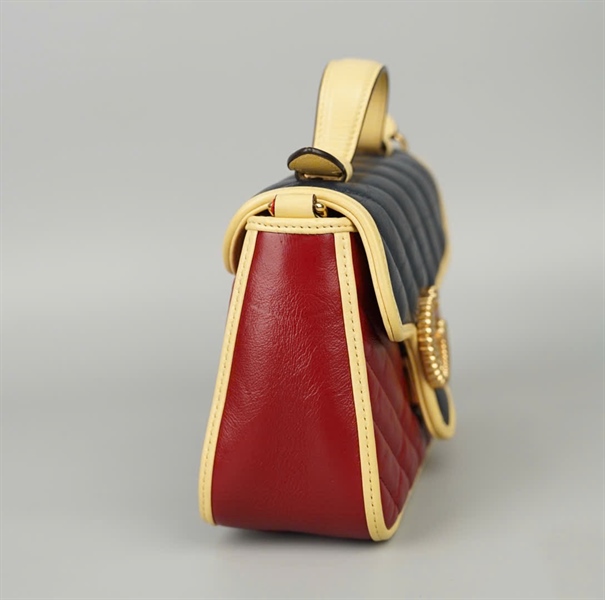 Túi GG Marmont Handle đỏ nắp đen sz21 (BMC) +