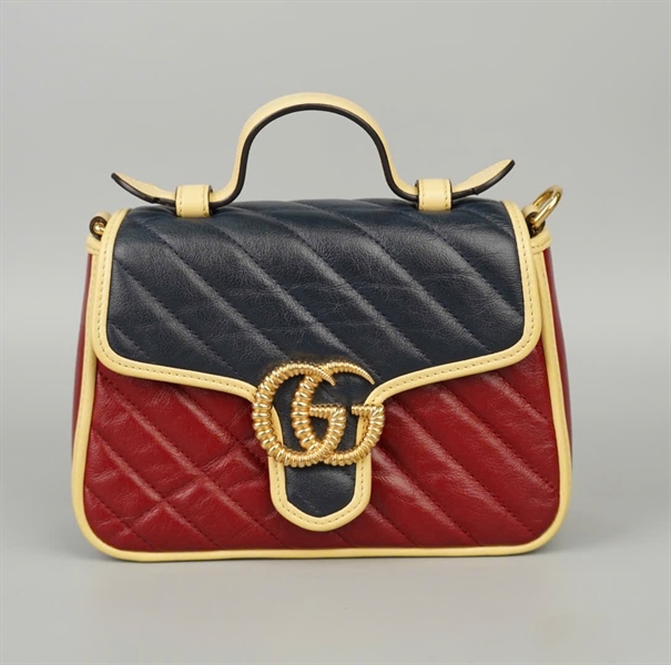 Túi GG Marmont Handle đỏ nắp đen sz21 (BMC) +