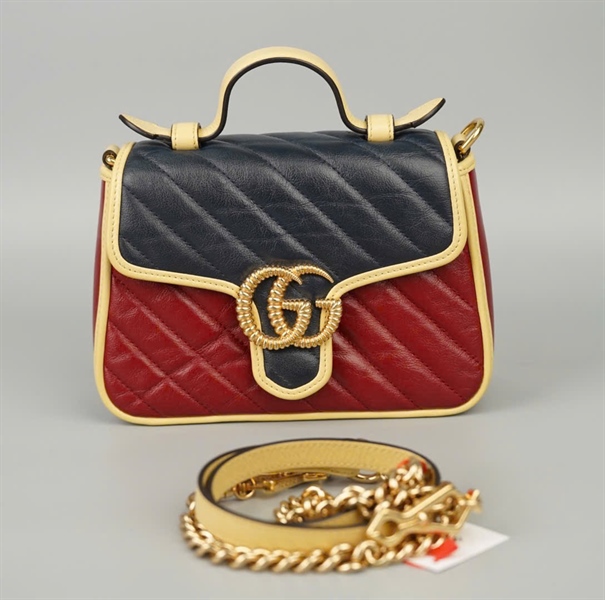 Túi GG Marmont Handle đỏ nắp đen sz21 (BMC) +