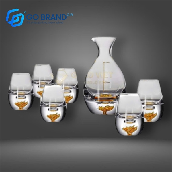 Bộ 6 Ly Uống Rượu Vàng Lá Và Bình