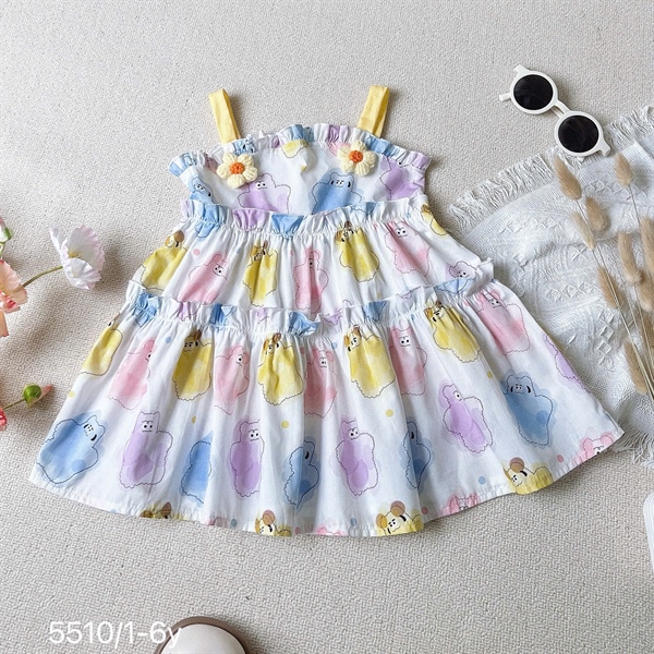 P907 Đầm Gấu Hoa Len