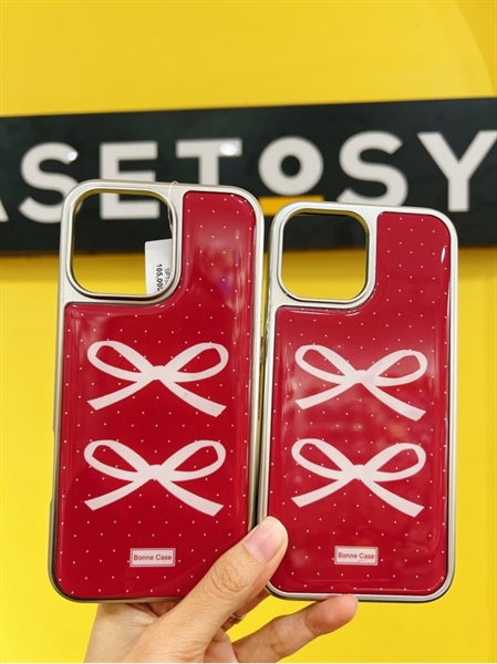 Case Đỏ Chấm Bi Hai Nơ Trắng-16Promax