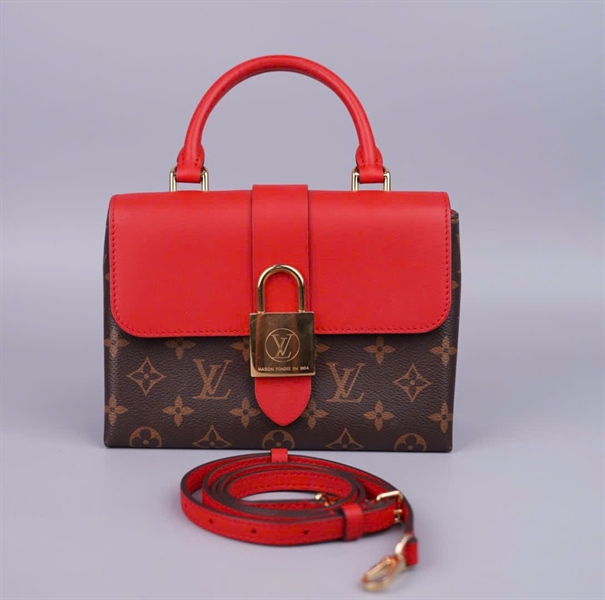Túi LV Locky hoa nâu nắp đỏ sz20 (BQ) KG+