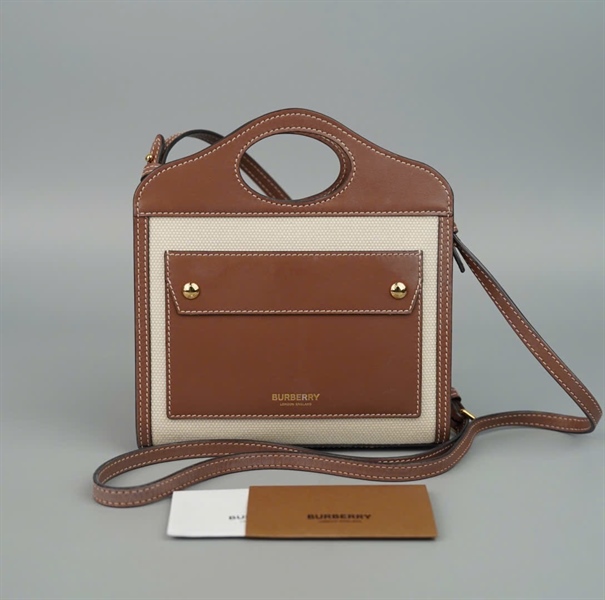 Túi BBR Pocket trắng phối nâu sz17 (BQ) KG+