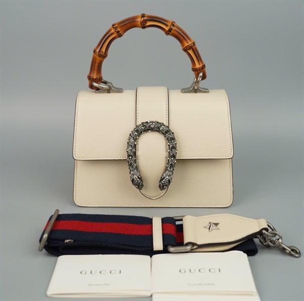 Túi GG Dionysus trắng quai gỗ (525040) sz20 (BQ) KG+