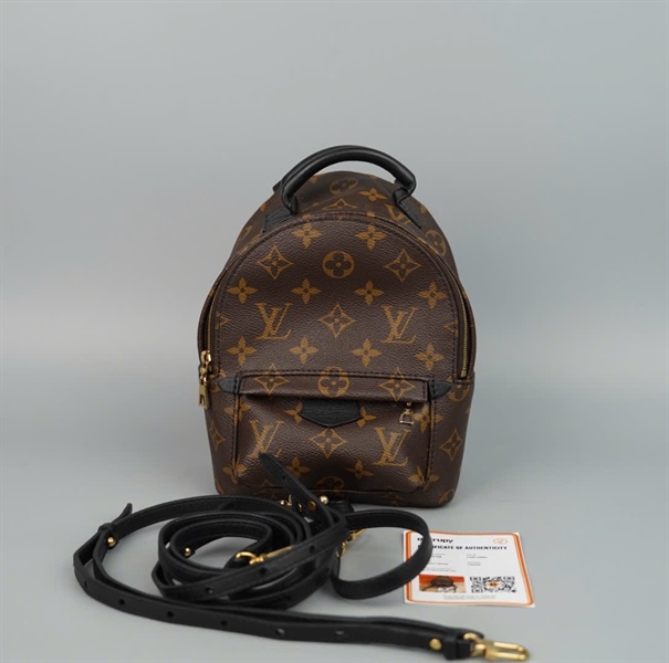 Balo LV hoa nâu có lót form 2 strap (BQ) KG+