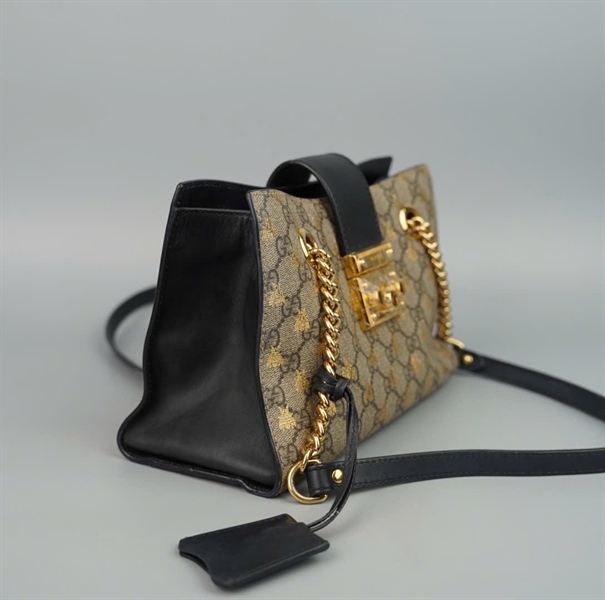 Túi GG Padlock xám hình ong kèm chìa (498156001998) sz26 (BQ) KG+